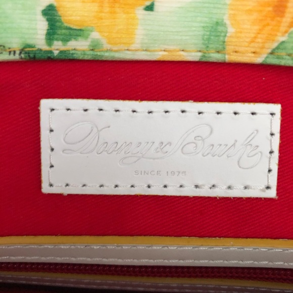 Dooney Bourke Petunia Floral Satchel Tote Bag White Leather Coated Canvas Purse - Picture 7 of 12